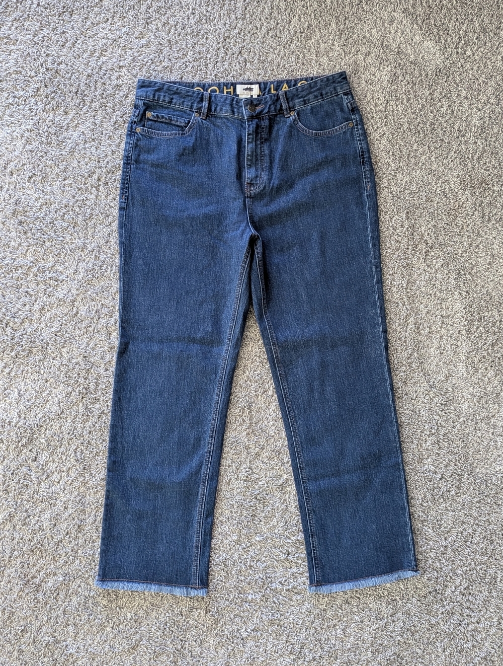KATE SPADE OOH LA LA High Waist Raw Hem Blue Jeans